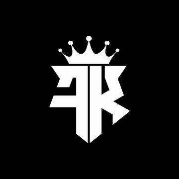 fk logo monogram shield shape with crown design template