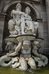 The Danubius fountain, Danubiusbrunnen at the Albertina Museum, Albertinaplatz in Vienna, Austria.