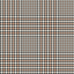 Glen plaid pattern. Seamless hounds tooth tweed check plaid in grey, beige, and white for coat, skirt, trousers, jacket, or other modern spring and autumn fashion fabric print.