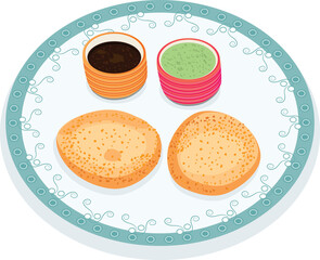 Popular Indian snack vada with chutney