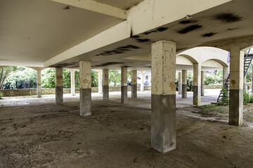 Old abandoned premises with columns