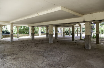 Old abandoned premises with columns