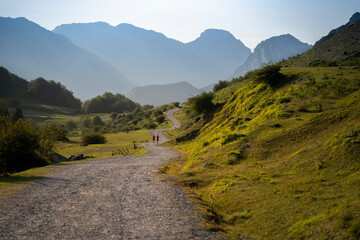 Road in the mountains in Urkiola, Basque country,
