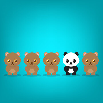 Think Differently - Being Different, Standing Out From The Crowd -The Graphic Of Panda Also Represents The Concept Of Individuality , Confidence, Uniqueness, Innovation, Creativity.