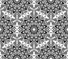 Ornamental mandala design abstract background. Seamless pattern with flowers