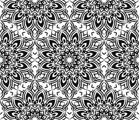 Ornamental mandala design abstract background. Seamless pattern with flowers