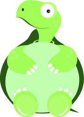 Small green turtle. Vector illustration