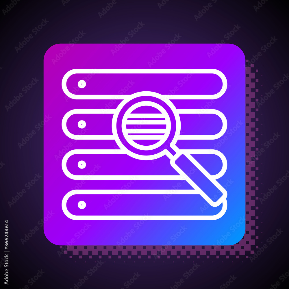 Poster white line search in a browser window icon isolated on black background. square color button. vector