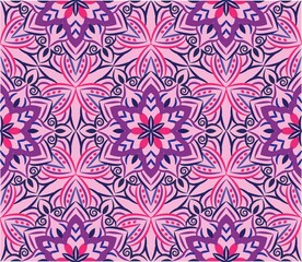 Ornamental mandala design abstract background. Seamless pattern with flowers