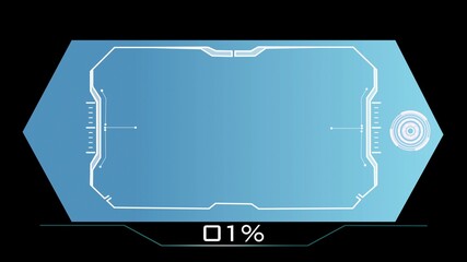 3d rendering of blue hexagon with a frame and rear sight inside.