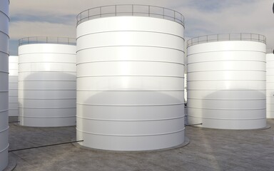 oil refinery, chemical production, waste processing plant, exterior visualization, 3D illustration