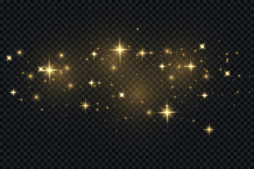 The dust sparks and golden stars shine with special light.