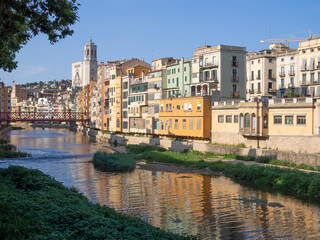 Fototapeta na wymiar Girona City (Spain) view over Onyar river