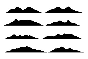Silhouettes of mountains on a white background.