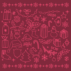 Christmas doodle elements