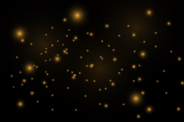 Sparkling magical gold yellow dust particles.