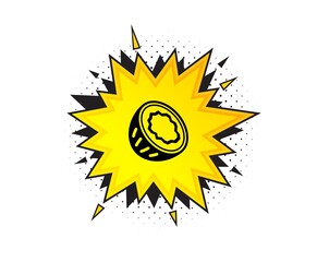 Coconut icon. Quote speech bubble. Tasty nut sign. Vegan food symbol. Quotation marks. Classic coconut icon. Vector