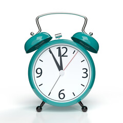 Abstract alarm clock on white background. 3D rendering.