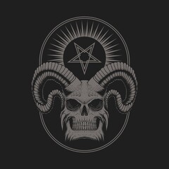 Satanic Devil Skull vector illustration