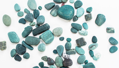 sea stones turquoise on a white background