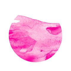 Abstract watercolor stain, blot. Red, pink sun color on white isolated background. Round shape, for the logo, for your design, postcards and other things. Beautiful art background. Signal danger.