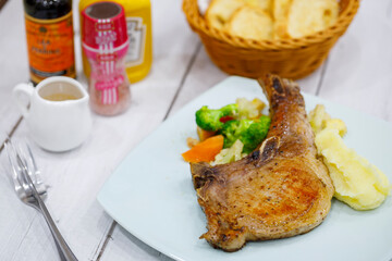 Pork Chops Steak with Pumpkin Puree and Mashed potatoes