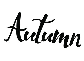 Autumn hand lettering text. Vector illustration as poster, postcard, postcard, invitation template. Autumn advertising concept