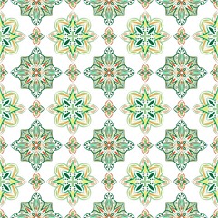 Ornamental mandala design abstract background. Seamless pattern with flowers