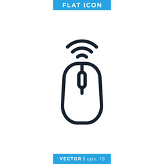 Wireless Computer Mouse Icon Vector Design Template