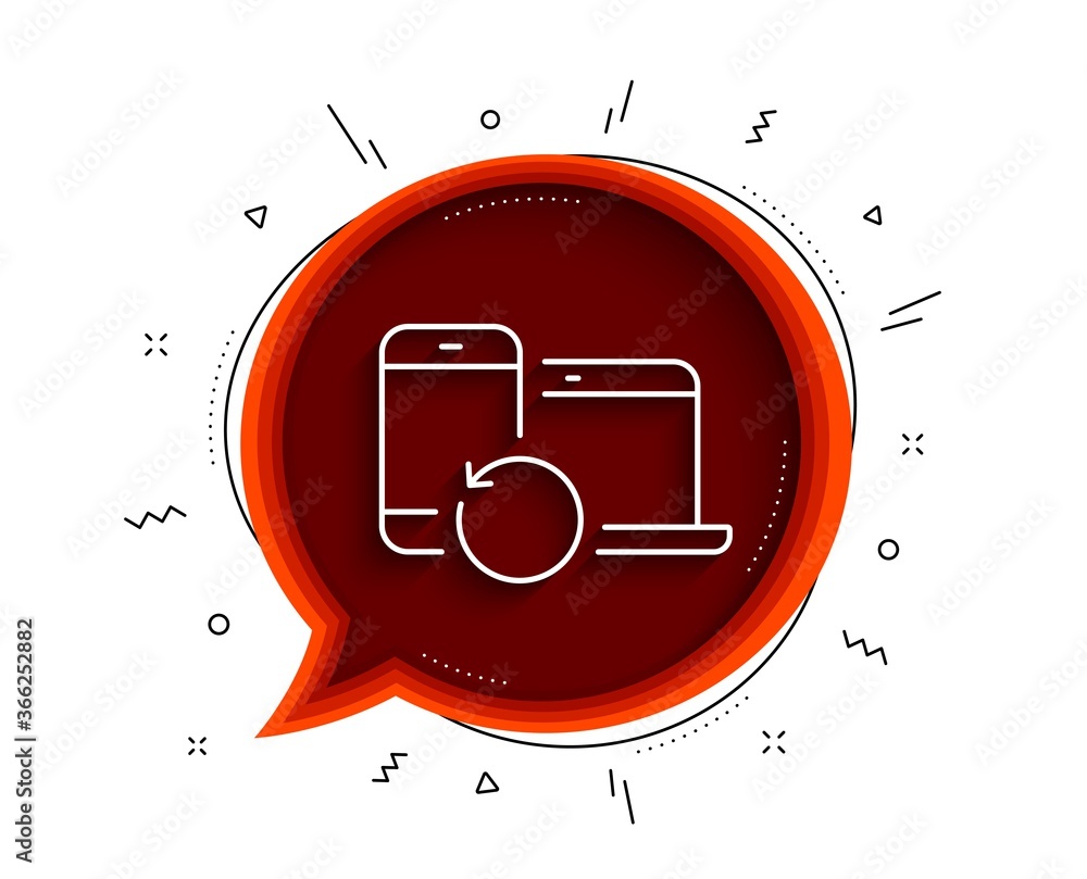 Poster recovery devices line icon. chat bubble with shadow. backup data sign. restore information symbol. t