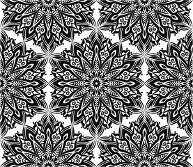 Ornamental mandala design abstract background. Seamless pattern with flowers