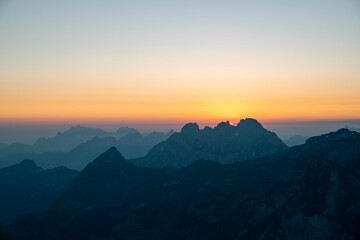 Colourful sunrise over Swiss alps