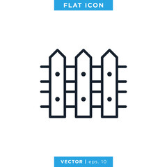 Fence Icon Vector Design Template. Editable Stroke.