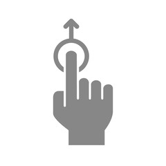 Fototapeta premium One-touch and swipe up grey icon. Touch screen hand gesture symbol