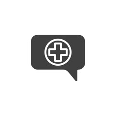 Medical assistance chat vector icon. filled flat sign for mobile concept and web design. Medical message glyph icon. Symbol, logo illustration. Vector graphics