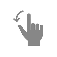 Two fingers flick left grey icon. Touch screen hand gesture symbol