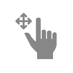 Fototapeta premium Drag flick with two fingers grey icon. Multi touch screen gestures symbol