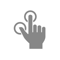 Multitouch for two fingers grey icon. Touch screen finger gesture symbol