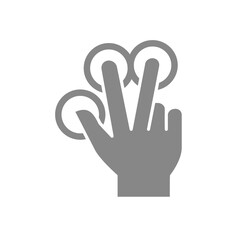 Multitouch for three fingers grey icon. Touch screen finger gesture symbol