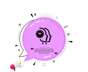 Time management icon. Quote speech bubble. Clock sign. Teamwork symbol. Quotation marks. Classic time management icon. Vector