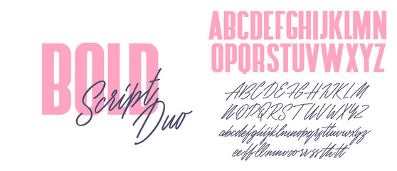 Sans and script alphabet duo. Vector font design. © Paper Wings