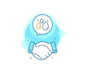 Clean aqua sign. Handshake deal complex icon. Water drop line icon. Liquid symbol. Agreement shaking hands banner. Water drop sign. Vector