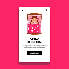 Child Bedroom Sleeping Little Girl Kid Vector