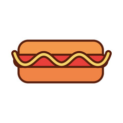fast food hot dog dinner and menu, tasty meal and unhealthy line and fill icon