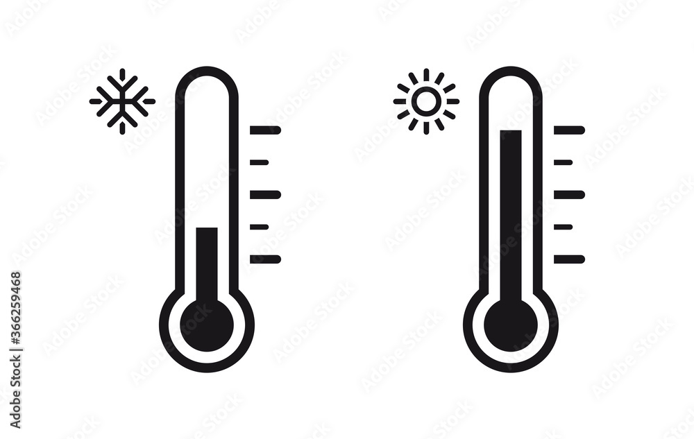 Wall mural temperature symbol set .three vector thermometer showing the temperature . thermometer icon