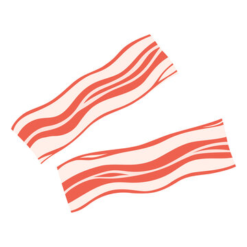 bacon slices isolated on white, vector illustration