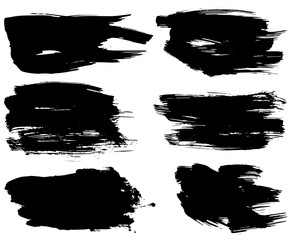 Set of vector brush strokes. Dirty ink texture splatters. Grunge rectangle text boxes	

