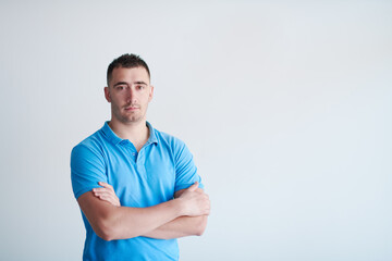 portrait of casual startup businessman wearing a blue T-shirt
