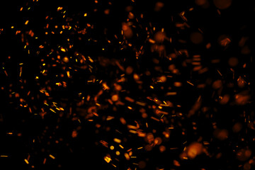 flame fire with sparks on black background