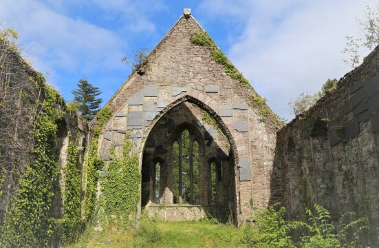 The inside of the abandoned Protestant Christ Church building at Toormakeady, County Mayo, Ireland.